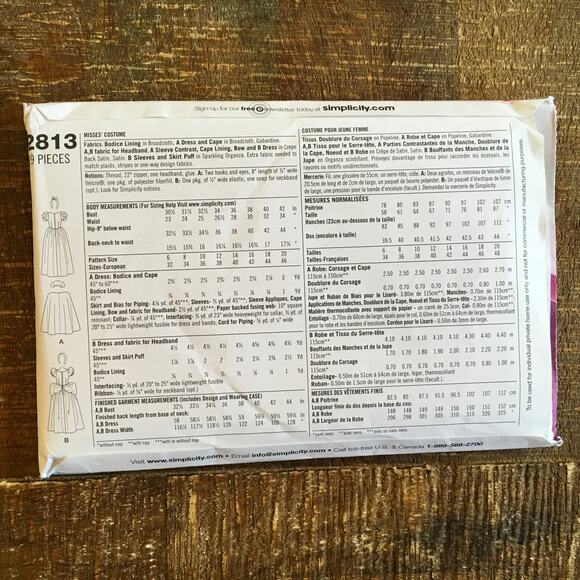 Simplicity Sewing Pattern 2813 Disney Princess Snow White Cinderella 6-12 UNCUT - Picture 2 of 3